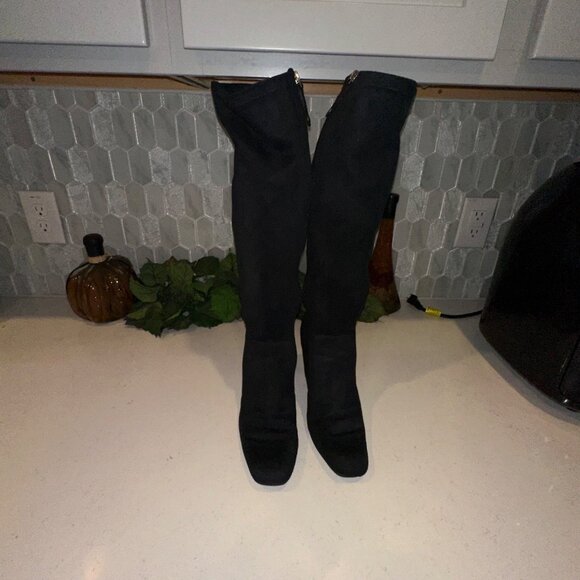 Isaac Mizrahi For Target Womens Black Knee-High Heeled Boots 9.5 Fabric Upper Si - Picture 1 of 11